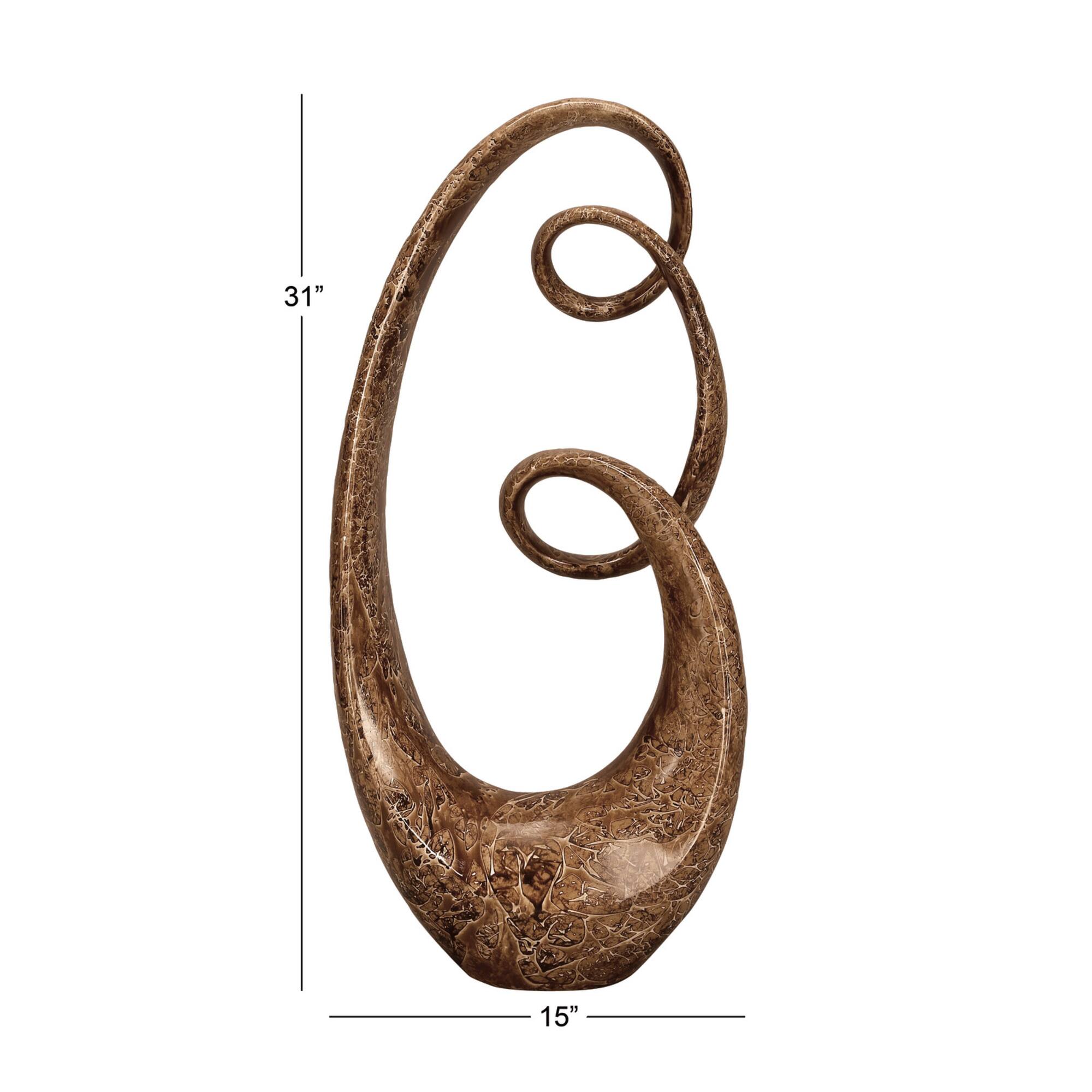 31" Brown Abstract Sculpture